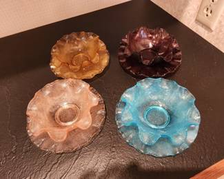 Vintage Italian Waffle glass desert dishes