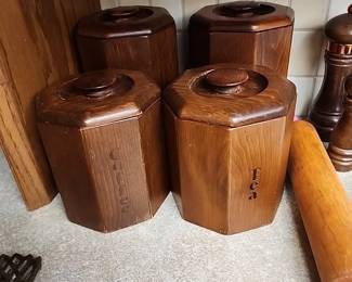 Vintage wooden canisters