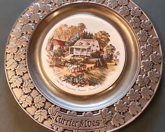 Carrier and Ives Pewter Plate