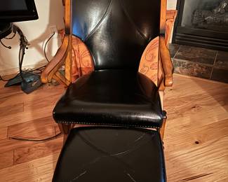 Leather chair and ottoman
