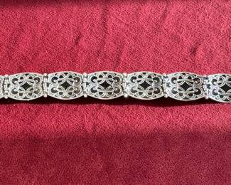 Lot#119 Now $165 - Was $225.00 Arts Elegance sterling w/14k accents bracelet 7.25” long weight: 43.3 grams