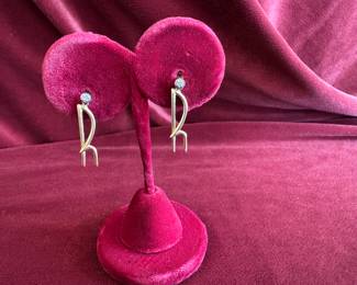 Lot#100 14k & diamond "R" earrings 1" drop