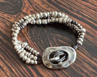 Lot#108 Now $35 - Was $50 silver bead & leather bracelet
