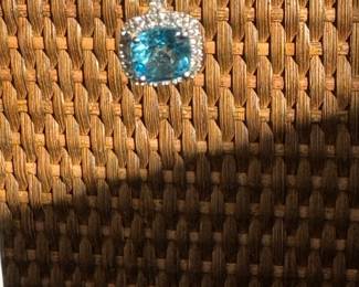 Lot#13 Now $425 - Was $575 14k white gold blue topaz & diamond earrings weight: 3.9 grams