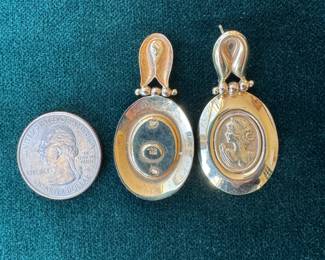 Lot#61 14k gold portrait medallion earrings