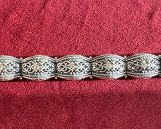 Lot#119 Now $165 - Was $225.00 Arts Elegance sterling w/14k accents bracelet 7.25” long weight: 43.3 grams