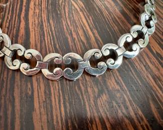 Lot#104 Now 225 - Was $300 Salvador Juller Garcia Taxco silver necklace 16.5" long weight: 106 grams