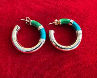 Lot#122 Now $35 - Was $50 Vintage Italian sterling vermeil & enamel earrings 1 1/8” diameter weight: 8.4 grams