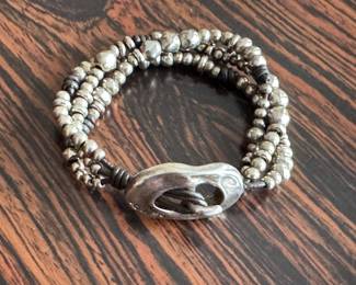 Lot#108 Now $35 - Was $50 silver bead & leather bracelet
