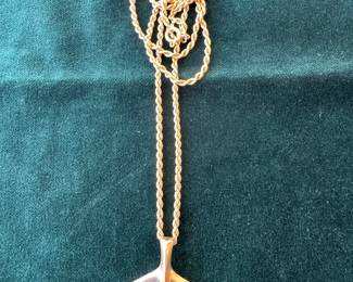 Lot#81 14k gold whale tale pendant necklace chain 25”