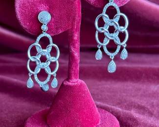 Lot#107 Now 70 - Was $95 sterling & diamond chandelier earrings weight: 7.1 grams