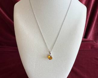 Lot#114 Now $130 - Was $175 14k 8mm citrine pendant necklace 18" chain - purchased at Costco weight: 2.6 grams