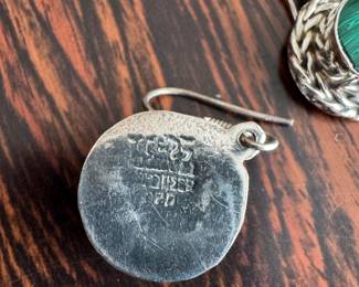 Lot#115 Mexican silver & malachite earrings