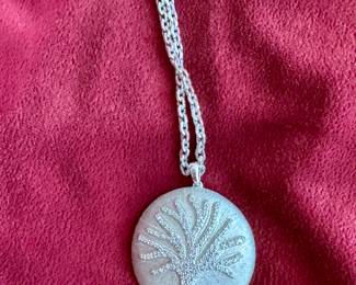 Lot#106 Now 95 - Was $125 sterling & diamond "Tree of Life" pendant necklace weight: 25 grams