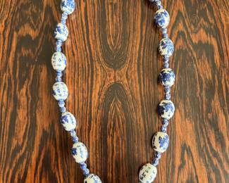 Lot#123 Now $32 - Was $45 Blue & white Chinoiserie porcelain bead necklace 14.25” long