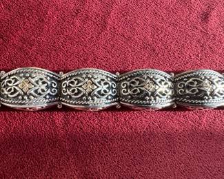 Lot#119 Now $165 - Was $225.00 Arts Elegance sterling w/14k accents bracelet 7.25” long weight: 43.3 grams