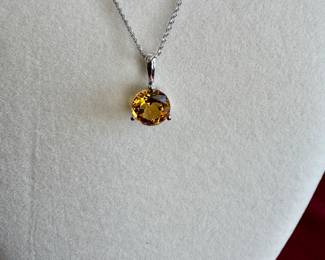 Lot#114 Now $130 - Was $175 14k 8mm citrine pendant necklace 18" chain - purchased at Costco weight: 2.6 grams