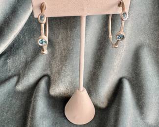 **New Item** Lot#127 $85 Sterling & blue topaz hoop earrings