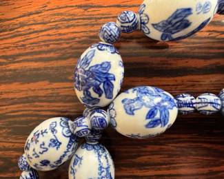 Lot#123 Now $32 - Was $45 Blue & white Chinoiserie porcelain bead necklace 14.25” long