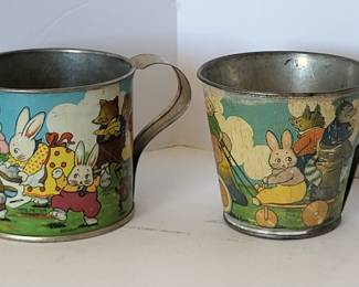 Tindeco Peter Rabbit lithographed tin childs mugs