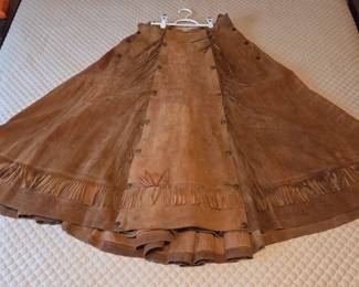 RARE circa 1910 cowgirl leather split skirt Shipley Kansas City