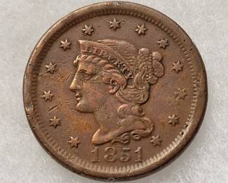 1851 US large cent coin