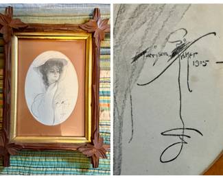 Matted and Framed Art - Lady in a Hat - Harrison Fisher 1905