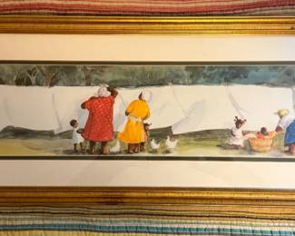 Matted and Framed Art - "Wash Day" - Betty Schwark