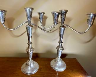 Pair of Weighted Sterling Silver Candelabras