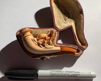 Antique Meerschaum pipe and case. Five-Six generations in one family. Over 150 years old, or more!