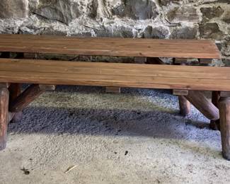 Cedar picnic table benches. Table image to come on Friday evening.