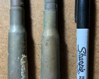 Vintage early WWII R A 1940 .50 caliber Browning machine gun cartridge made by Remington Arms for The British Royal Airforce. The “Z” designates them a dummy/drill round. Inert/no gun powder. Safe for handling. (See next image) used by RAF for their B-17 bombers.