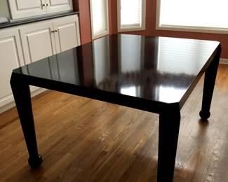One of a kind black lacquer wood dining table - made in Millington - 54" x 42" x 30" high.