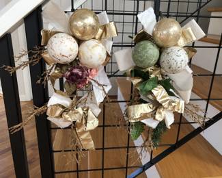 Christmas swags in two different colors. Easily hooked or tied to hang or placed into Christmas tree boughs.