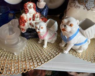 Antique dog porcelain match boxes 