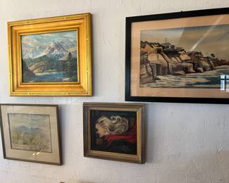 Stanislaus Sowinski (1927-2010) well known San Diego artist...(2 paintings on the right/oil & watercolor)