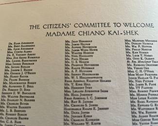 Citizens Committee To welcome Madame Chiang Kai-Shek