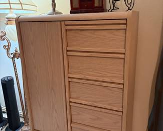 Tall Closet with drawers in light wood finish 