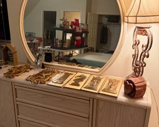 Long Dresser with large round mirror