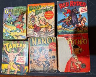 1940's Big Little Books, Red Ryder, Pinocchio, Tarzan and Gulliver's Travels