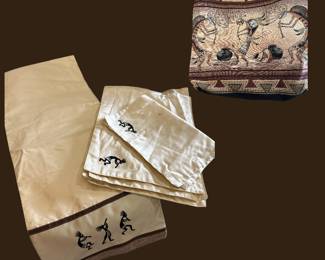 El Paso  Saddle Blanket Company Table Runner  and placemats - Native American Kokopelli 