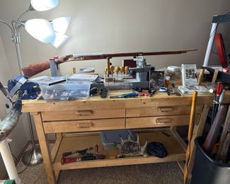 Gun making tools, workbench and many many misc items