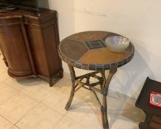 Tile and rattan table