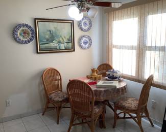 Vintage Rattan table and chairs 