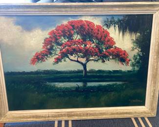 R A Mclendon highwaymen Royal poinciana on upson board 68-72 original frame