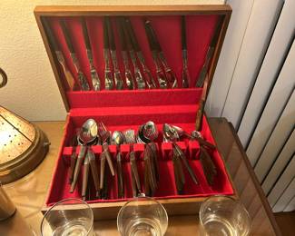 Ecko MCM flatware teak and stainless steel place settings for 10