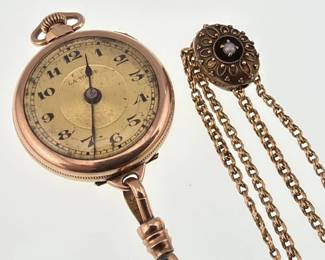 14kt chain with ladies vintage Swiss watch