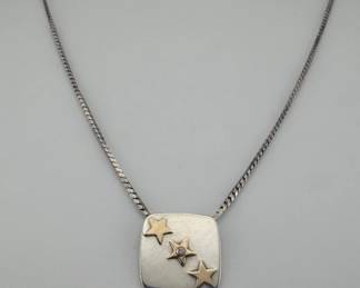 Pierre Cardin 14kt, sterling, diamond pendant necklace