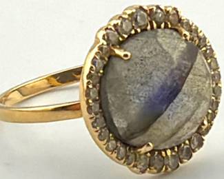 14kt labradorite diamond ring