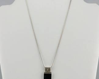 Sterling onyx marcasite necklace